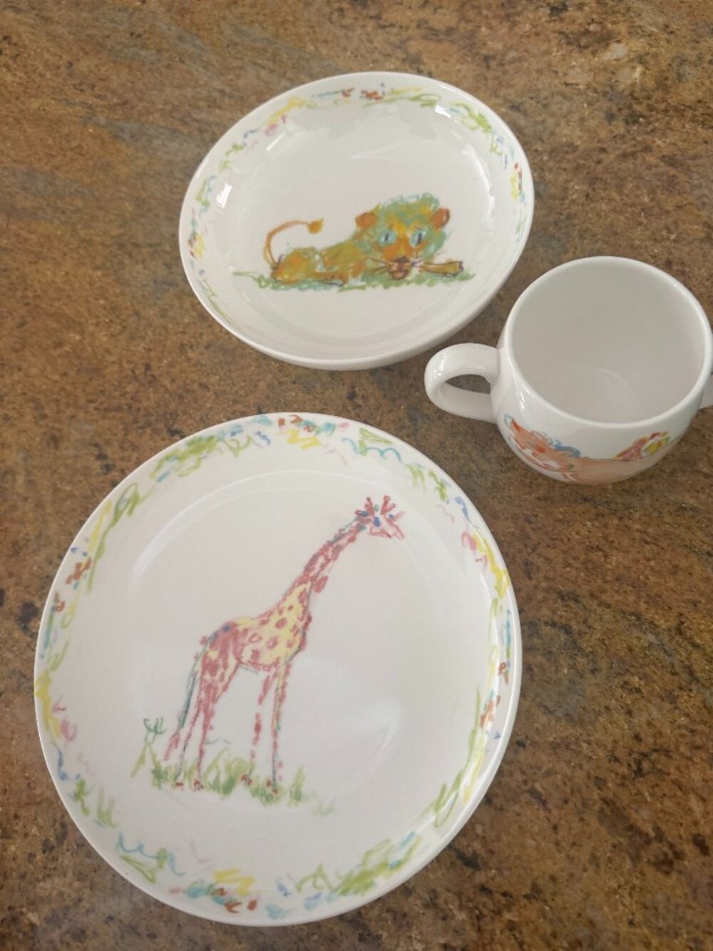 Tiffany Jungle 3 piece child's dinnerware set